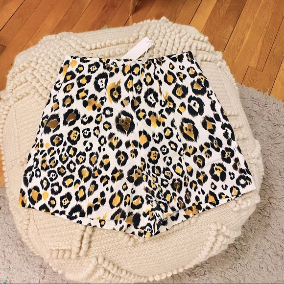 NWT REVOLVE Line & Dot Leopard High Waist Shorts - Picture 1 of 4